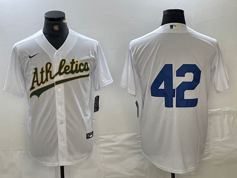 Men's Oakland Athletics #42 White 2024 Jackie Robinson Day Home Limited Jersey Men's Oakland Athletics #42 White 2024 Jackie Robinson Day Home Limited Jersey